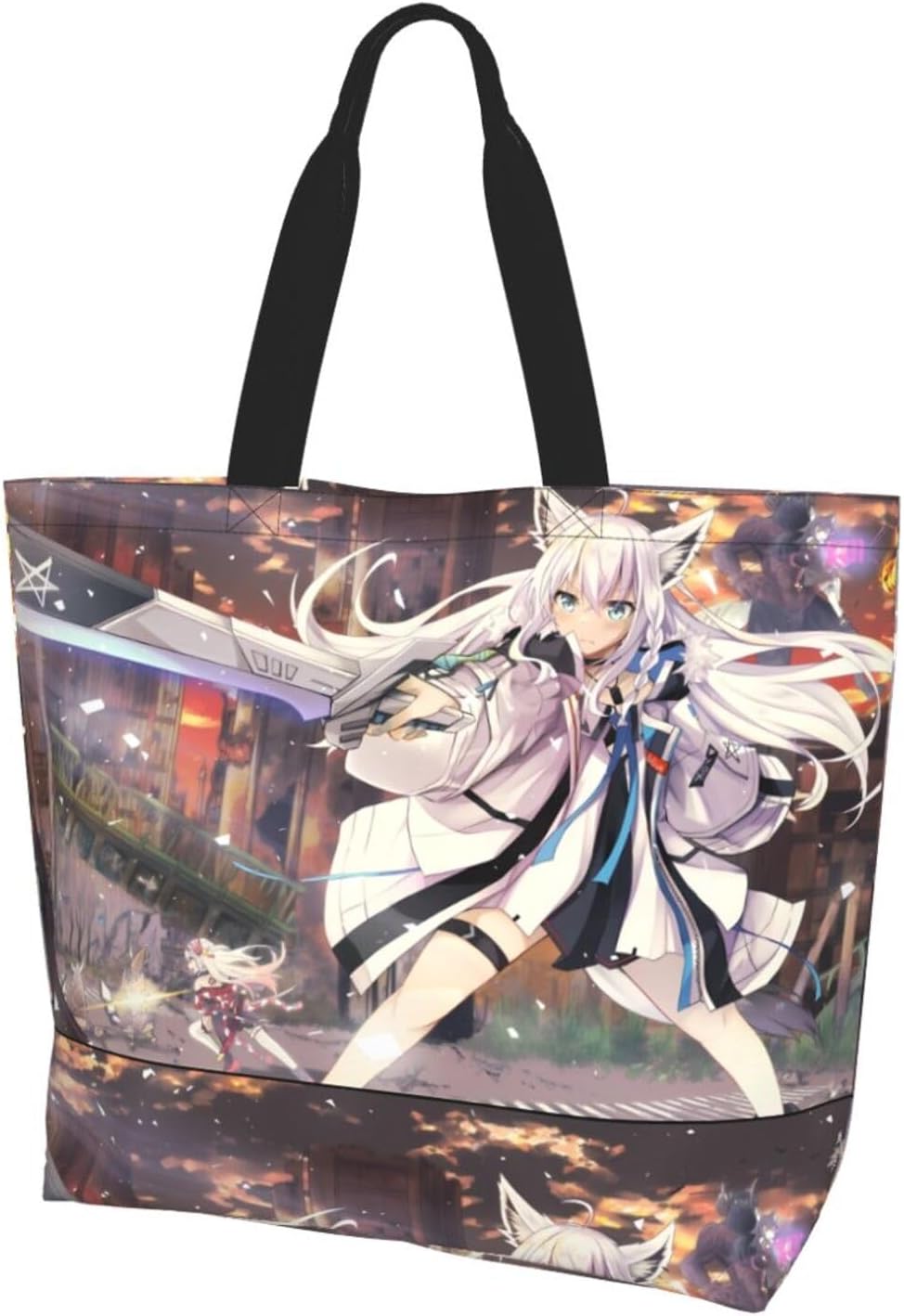 Amazon [NEWNAN] ホロライブ白神フブキ エコバッグ 買い物袋 ショッピングバッグ 折りたたみ 大容量 防水 多機能