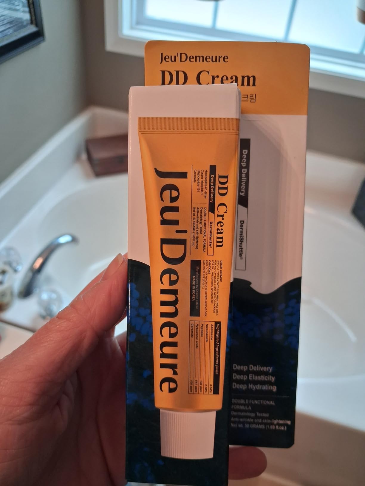JEU'DEMEURE DermiShuttle DD Cream Deep Hydration Intensive Smoothness Face, Neck and Hand with Peptide, Ceramide, Hyaluronic Acid, Anti Aging Wrinkles Cream, Korean skincare Moisturizer (50g)