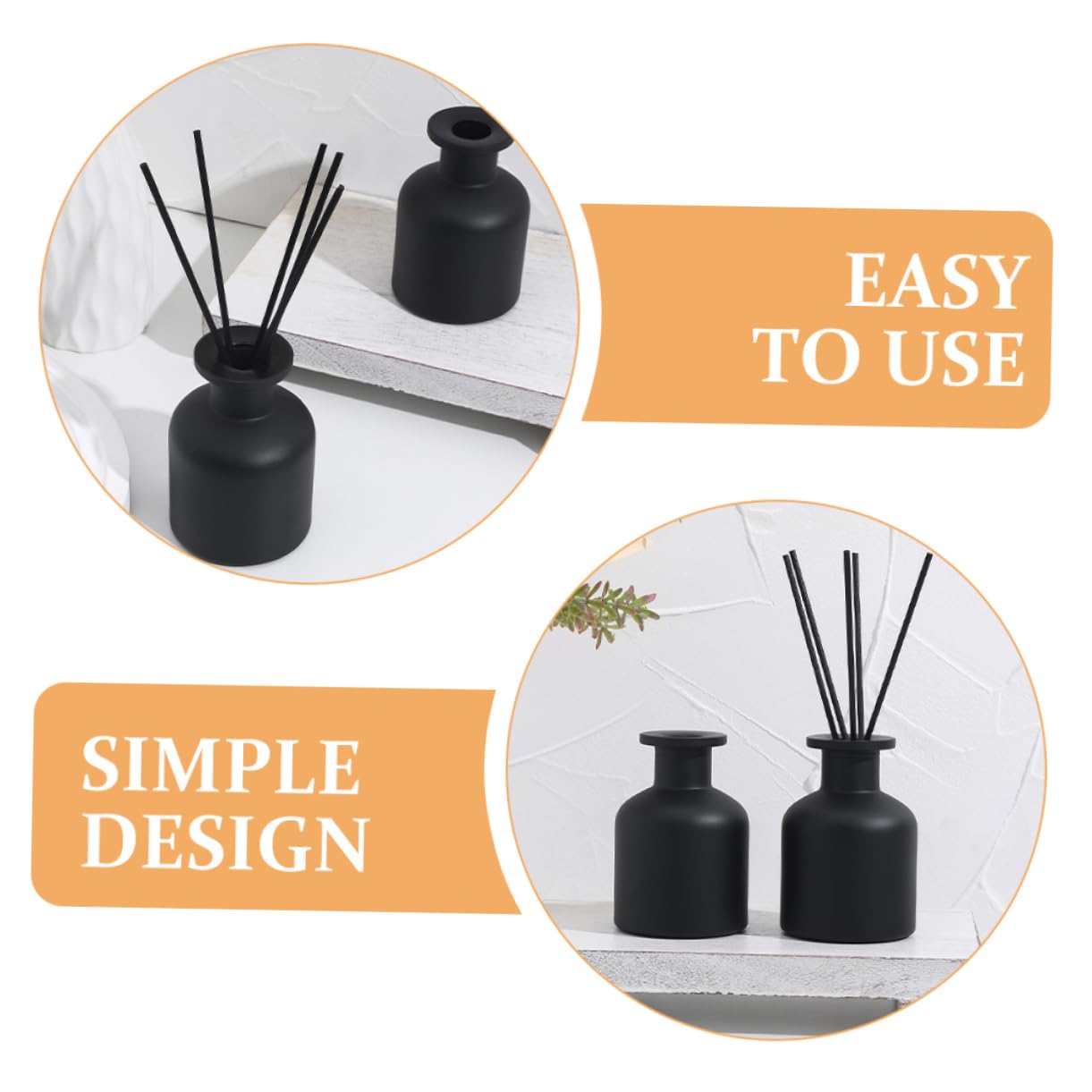 Alipis 5 Pièces Flacon Diffuseur en Rotin sans Feu Arôme Flacon Diffuseur D'huile Air Diffuseur D'huiles Essentielles D'huile Diffuseur D'aromathérapie Verre en Crystal Black