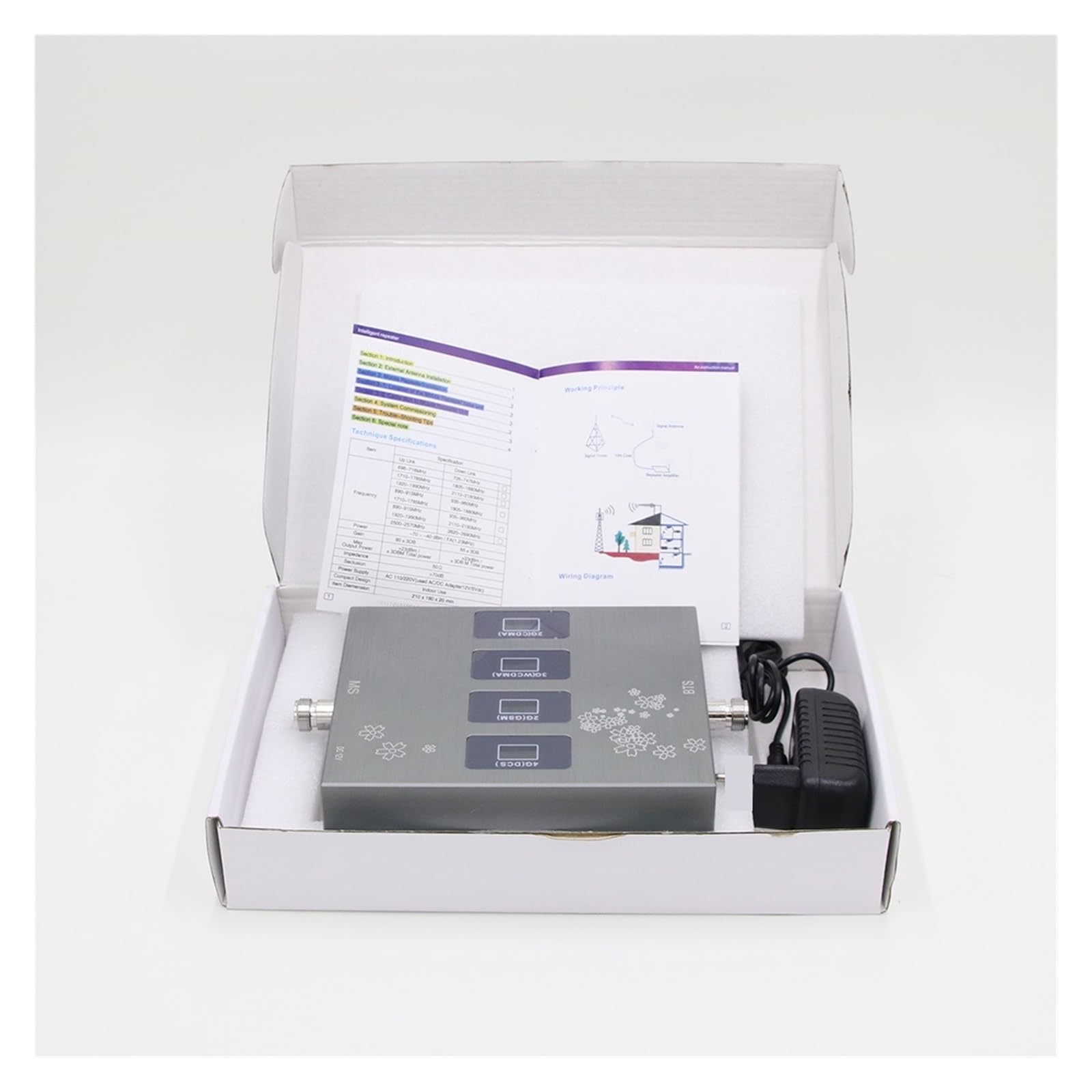 Répéteur De Signal 4 Bandes 2G 3G 4G LTE 800/900/1800/2100 MHz, Amplificateur Cellulaire, Mobile, Bande 20/8/1/3 GSM DC Facile Large Compatibilité