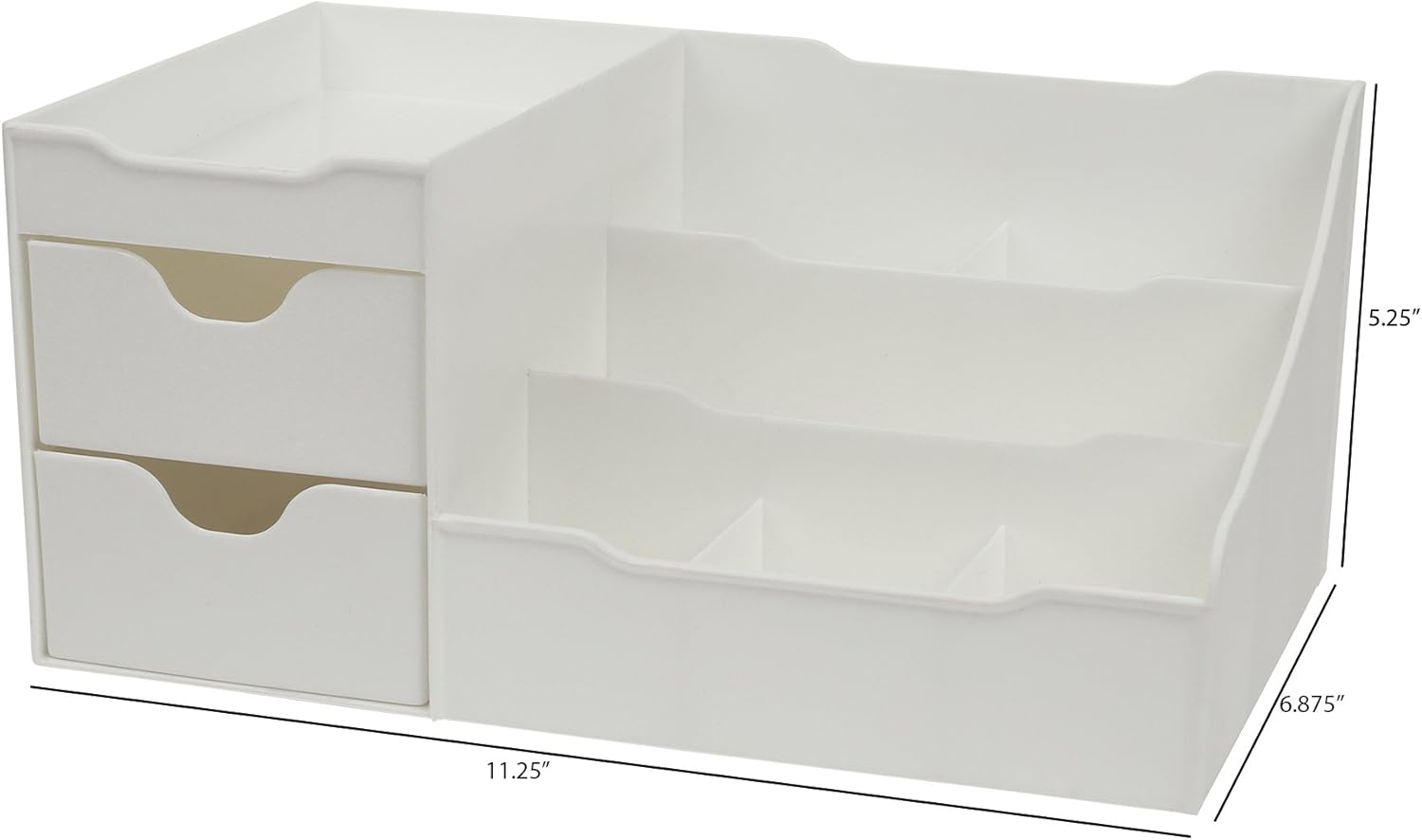 Mantello Makeup Organizer - Vanity Box with Drawers for Cosmetics, Jewelry, Accessories, Nail Care Essentials, Skincare Items - Multi-Purpose Plastic Tabletop Cabinet for Storage & Display - White : Home & Kitchen
