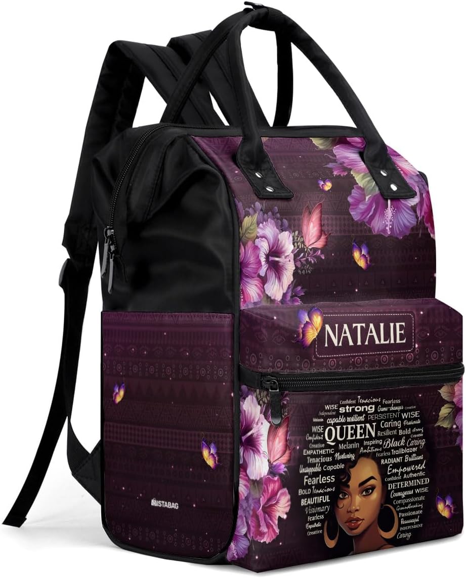 Sistabag - Travel Backpack, Laptop Bag - Backpack For Women - Personalized Duckbilled Backpack - Christmas Gifts For Women (Black Queen)