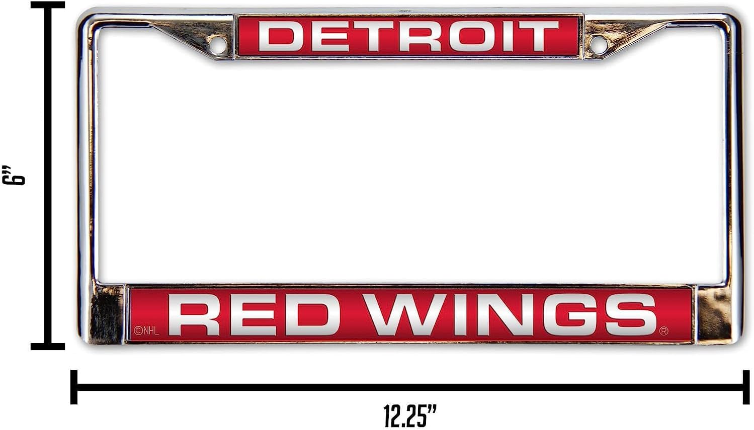 Detroit Red Wings Chrome Metal Laser License Plate Frame - Set of 2 Frames