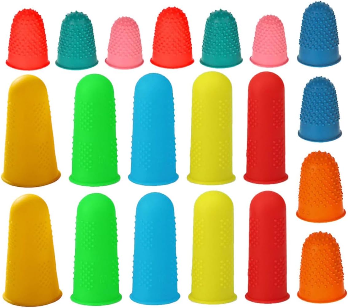 TEHAUX 20pcs Non-Slip Silicone Finger Protectors Flexible Reusable Finger Covers for Crafting Cooking Gaming Anti-Static Comfortable Multi-Function Cots