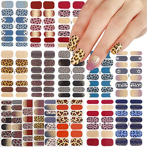 227 Piece Full Wraps Nail Polish Stickers,Leopard Print Snake Print Self-Adhesive Nail Art Decals Strips Manicure Kits Nail Art Diy Decals For Women Girls Decoration Manicure Design-16 Sheets. #TOP28