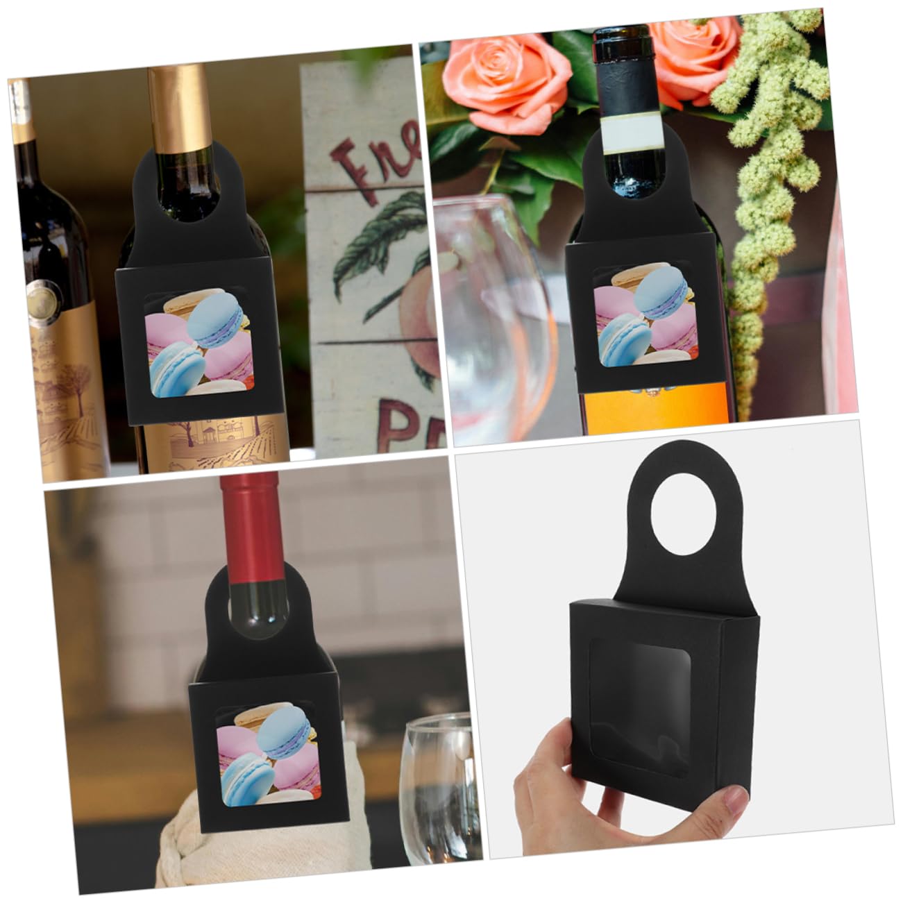 TOPBATHY 2 Set Confezione di Vino Rosso Imballaggio Bottiglie Vino Confezioni per Bottiglie di Vino Scatole per Bottiglie di Vino Fornitura di Vino Carta Kraft Black 20 Pezzi * 2