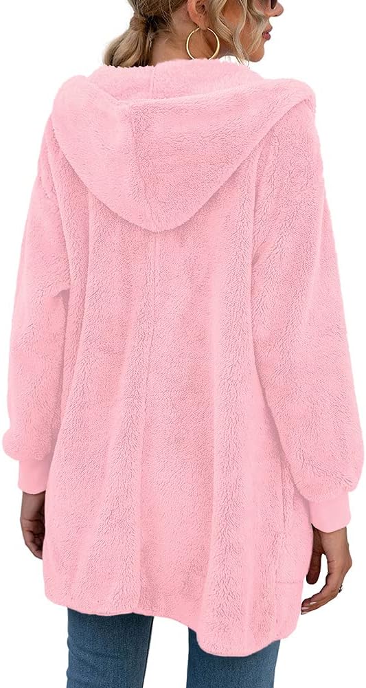 LONGYUAN Womens Jacket Winter Coats Hooded Cardigan Fleece Sweaters