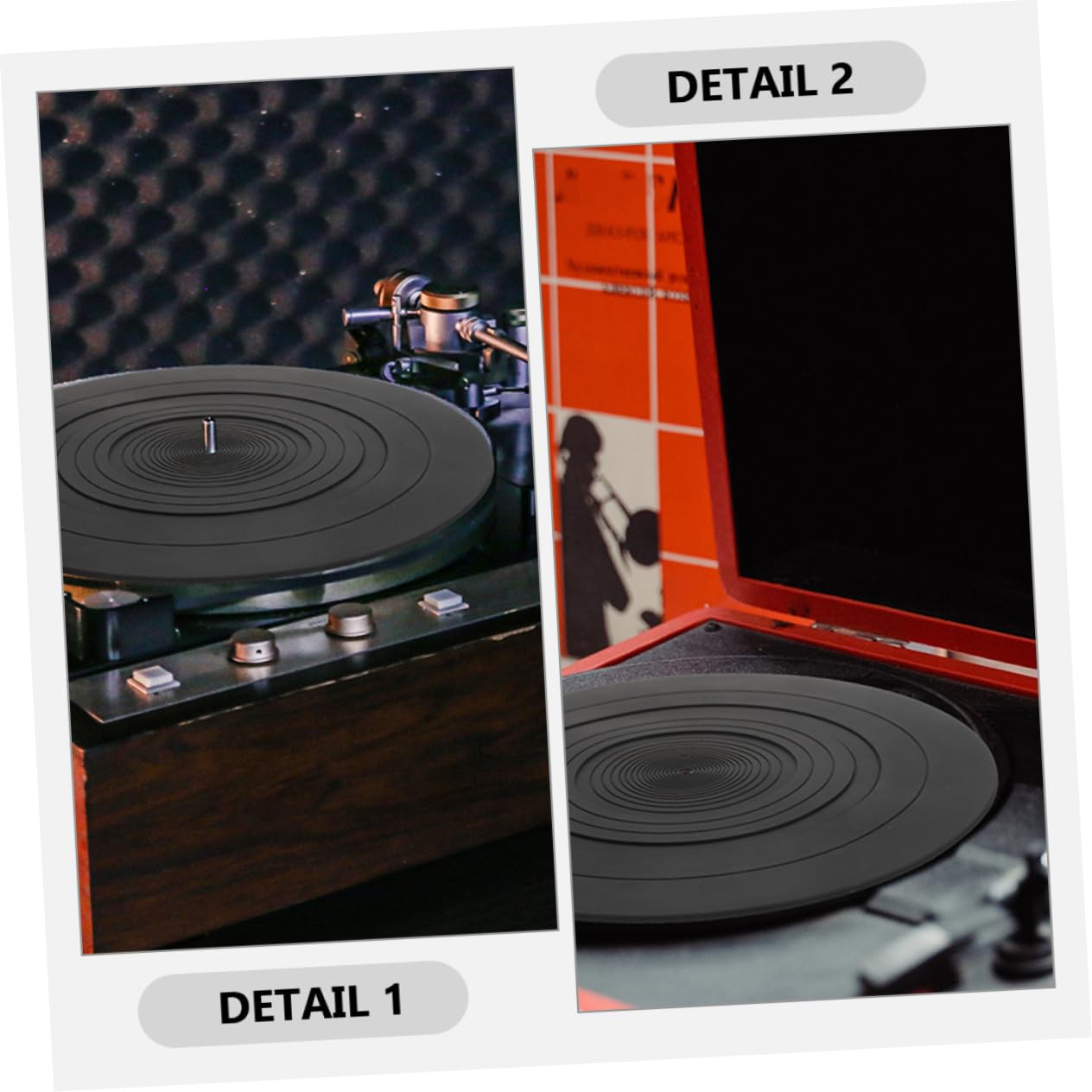 Tappetino Giradischi in Vinile Nero, Silicone, 2 Pezzi | Piatto per Dischi, Sostituzione per Pad di Protezione, Supporto Stabile e Delicato Sul Disco