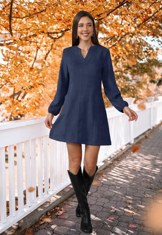 Robe d'automne confortable avec poches pour dissimuler les formes