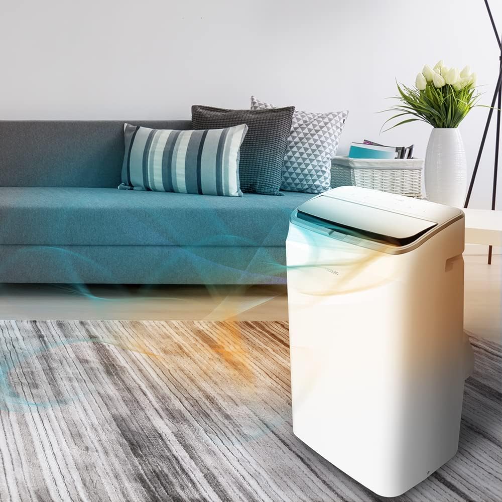 Close-up of the air conditioner's touch control panel with LED display.