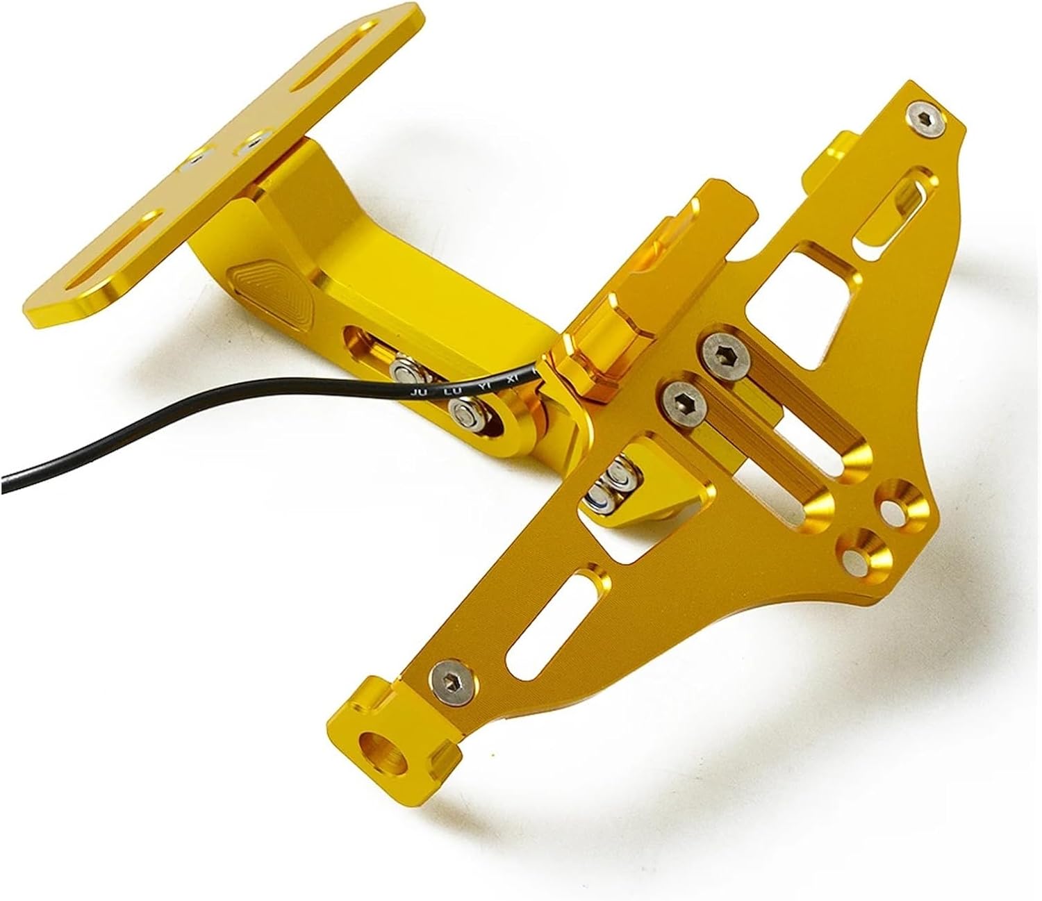 Motorcycle License Holder Registeration Plate Frame Mount Aluminium Ak550 Frame Moto Number(Yellow)