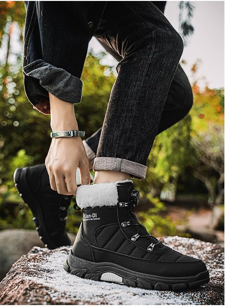 Mens Winter Fleece-Lined Thick Insulated Cotton Boots Warm High-Top Snow Boots for Men, Cold-Weather Casual & Outdoor Winter Shoes - Image 5