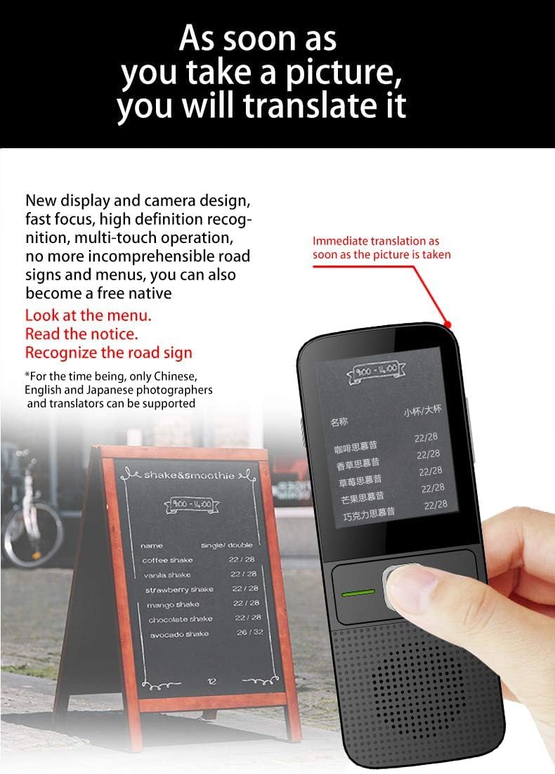 Traduttore Istantaneo Vocale, Traduttore Simultaneo Portatile Supporto 137 Lingue TraduttoreI Inglese Offline WiFi/Hotspot/Touch Screen