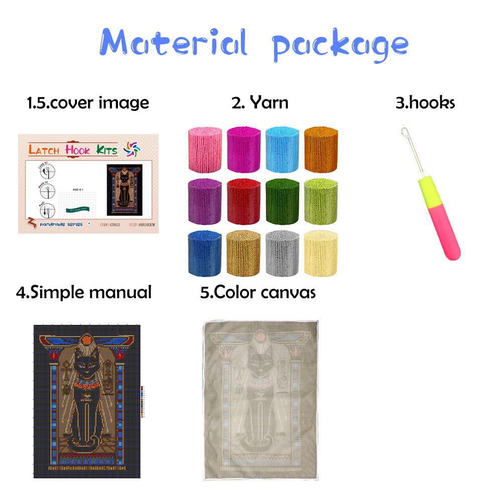 Generisch Blumen Knüpfteppich Groß Zum Selber Knüpfen, Knüpfsets Latch Hook Kit Knüpfhaken Teppich Set mit vordruck für Anfänger Erwachsene Kinder