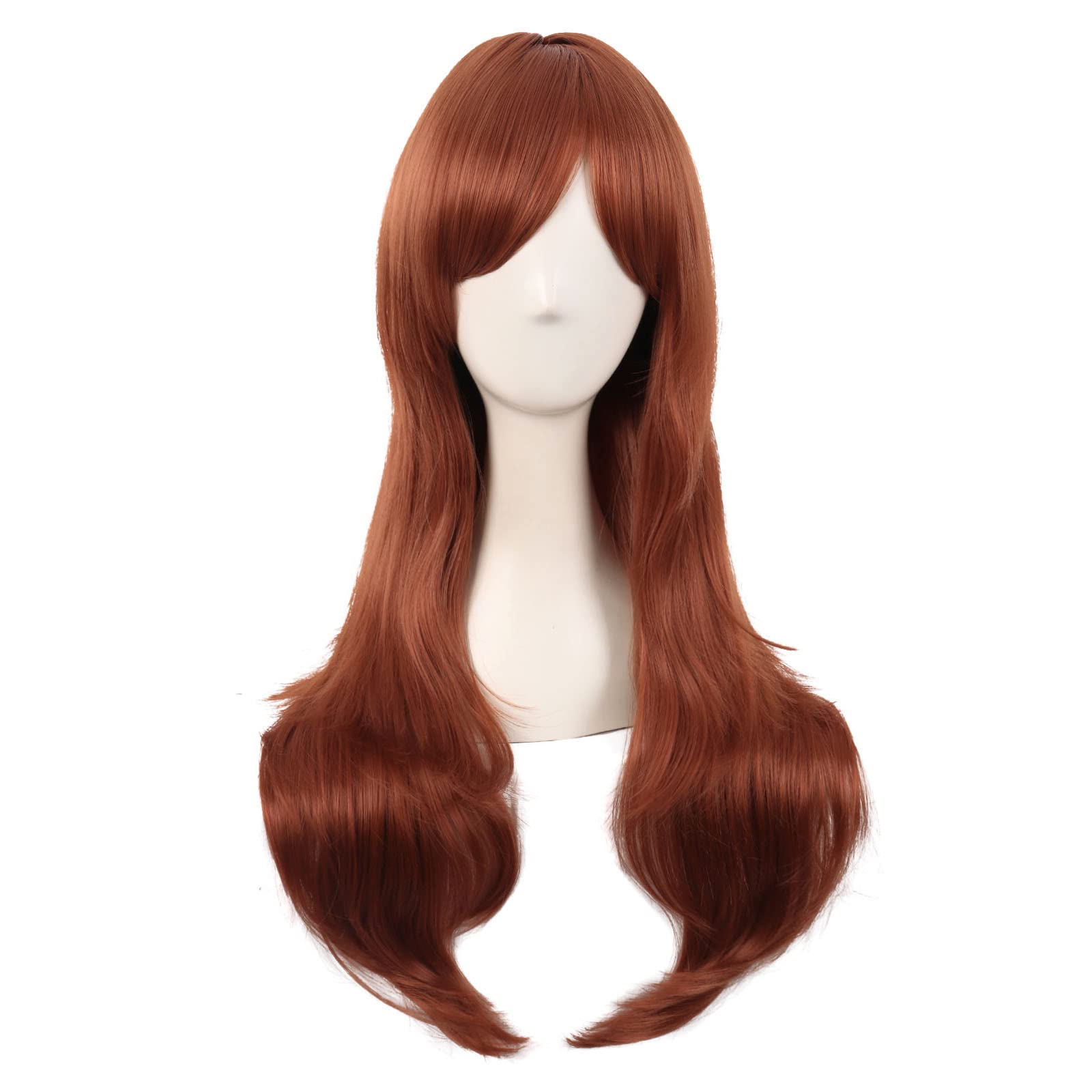 MapofBeauty 28 Inch/70 cm Women Side Bangs Long Curly Hair Cosplay Synthetic Wig (Ginger Orange)