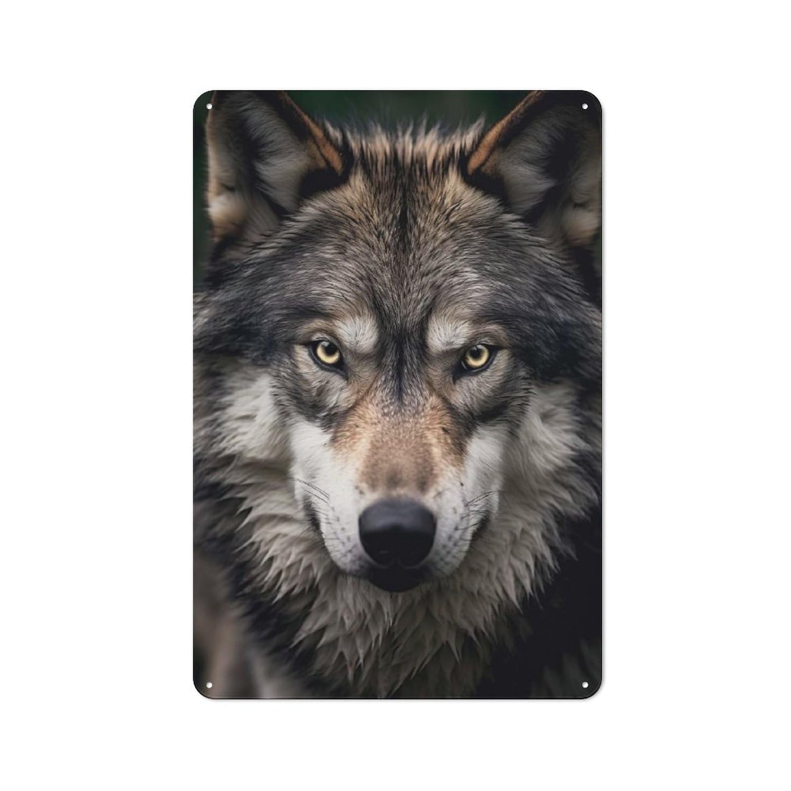 Junmoney Style-8 Metal Plaque With Wolf Wildlife Portrait Design 30X20cm, Rustic Cafe Wall Decor For Restaurant, Kitchen, Counter Or Breakfast Nook