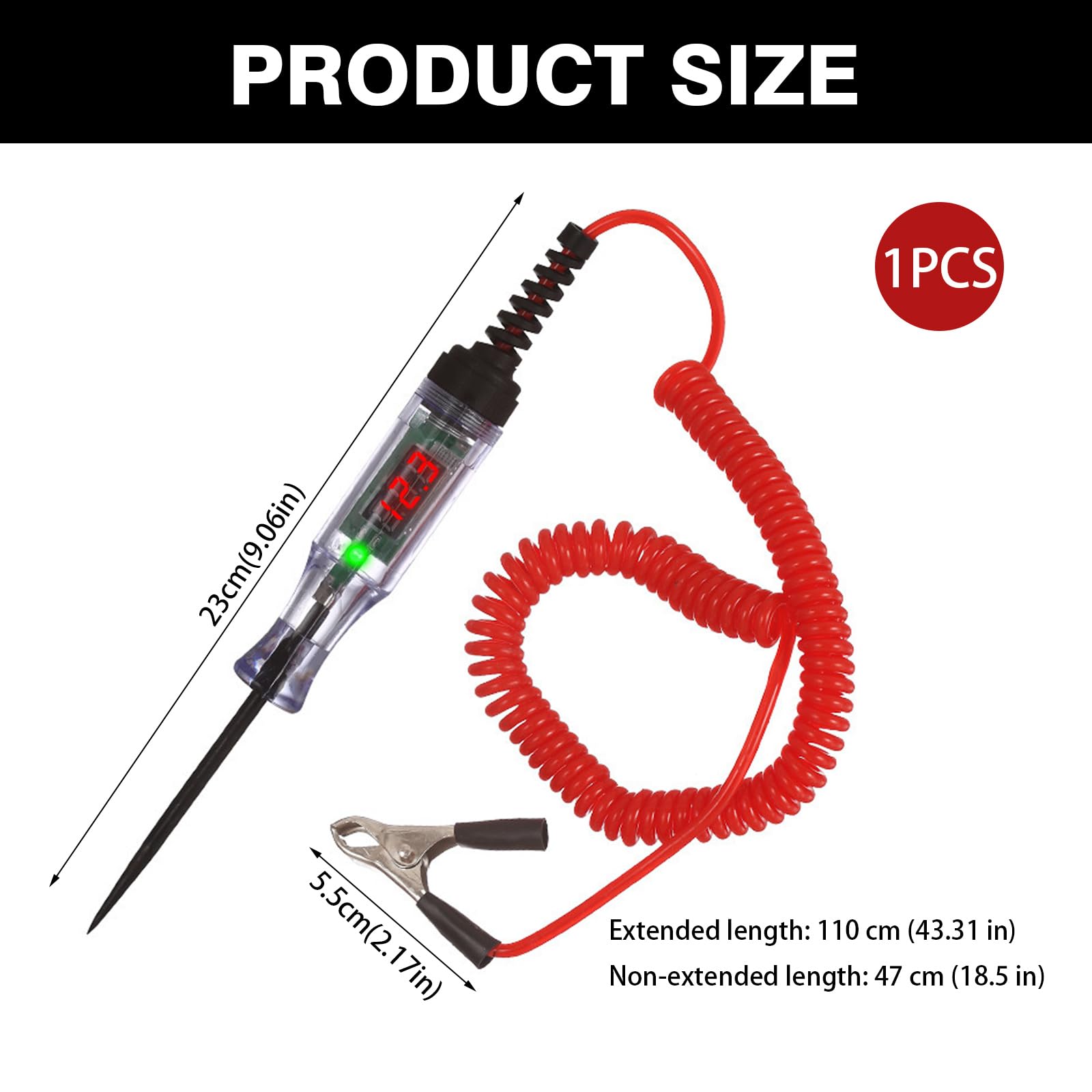 Probador De Voltaje De Circuito Automotriz 3-120v Comprobador De Fusibles Coche Clip De Cocodrilo Y Cable De Resorte Indicador Digital Lampara De Pruebas Para Coche