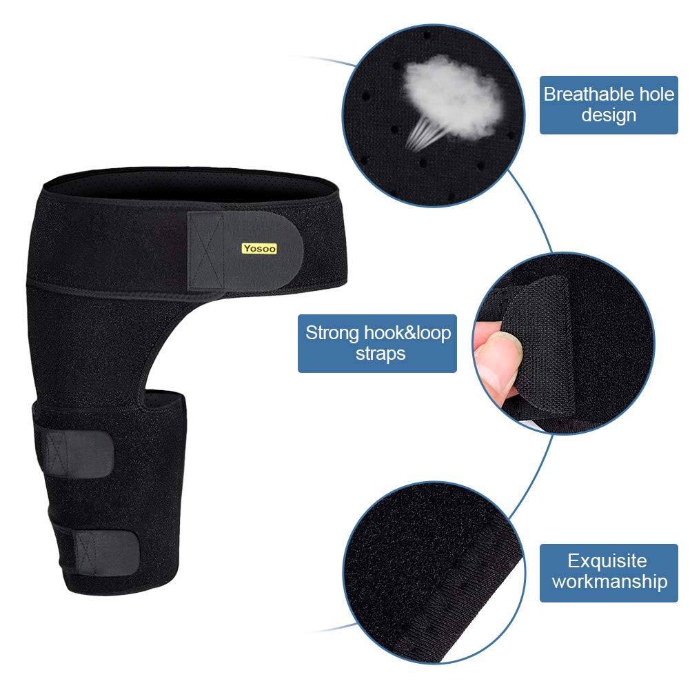 Supporto per fasciatura di Leist, Groin Support, Manicotti a compressione coscia e groin, supporto per fasciatura coscia a compressione, regolabili coscia Brace Alleviare dolori muscolari e lesioni