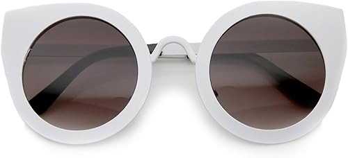 zeroUV Gafas de sol redondas de gran tamaño con montura de metal para mujer, 1.850 in