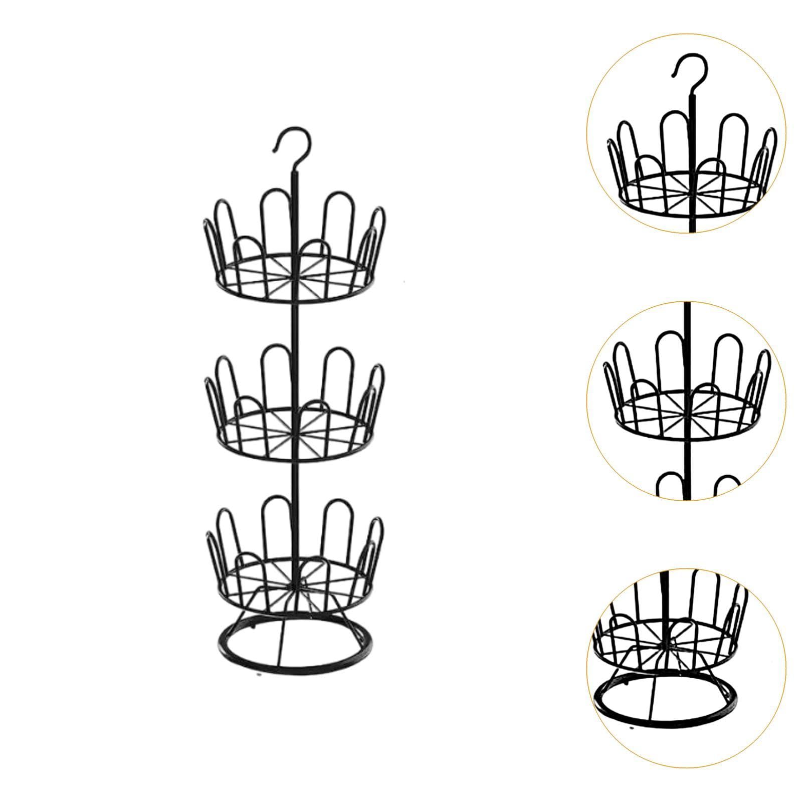 Scarpiera Girevole, Scarpiera Rotonda, Organizer per Scarpe Salvaspazio, Scarpiera Multifunzionale in Metallo per Esterni, Stile Rustico E Interni, Nero 3 Livelli