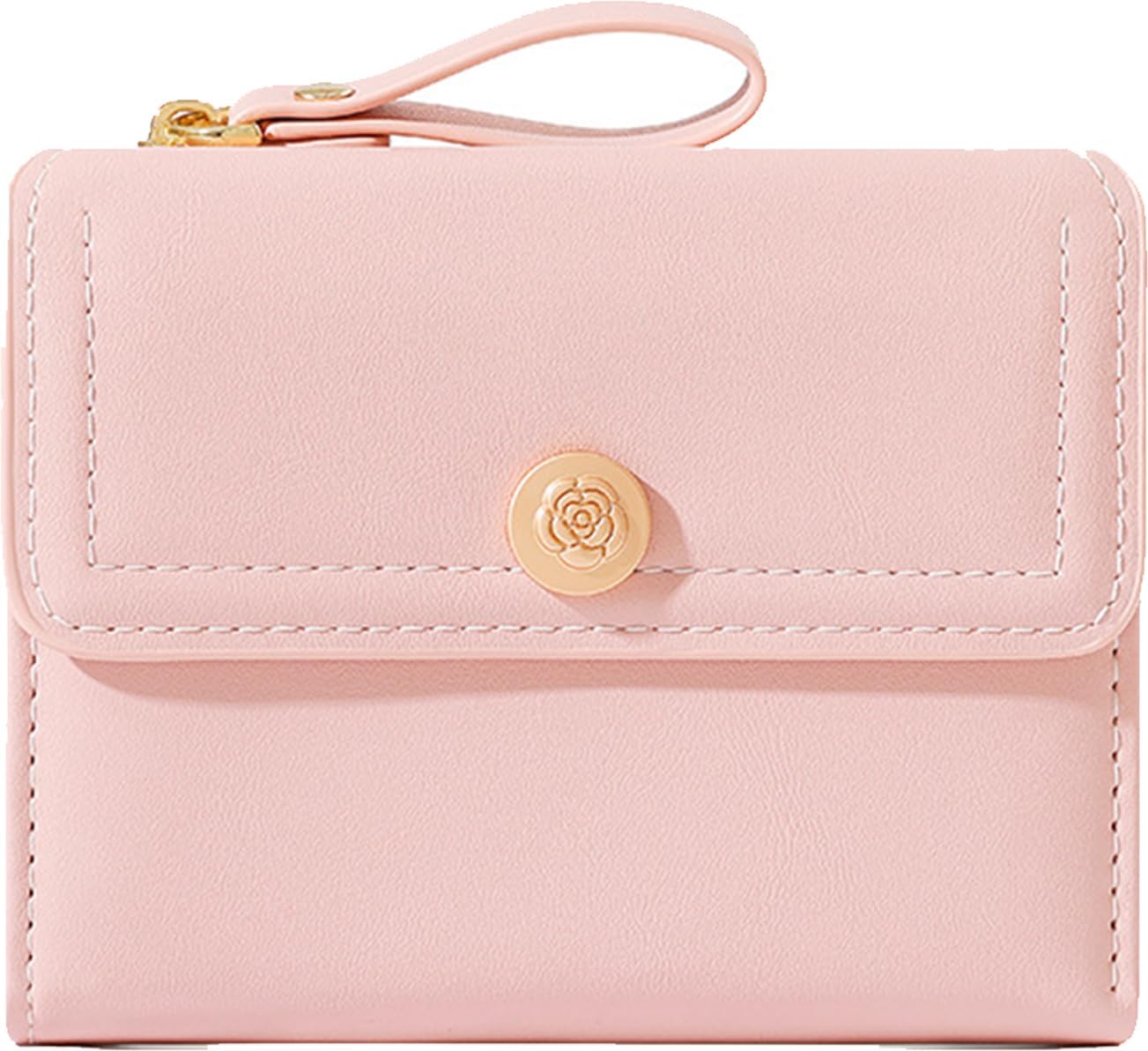 Small Minimalist Cute Pink Wallet for Women and Ladies Cute Thin Mini Wallet with ID Window Kawaii Design Compact and Stylish for Ladies