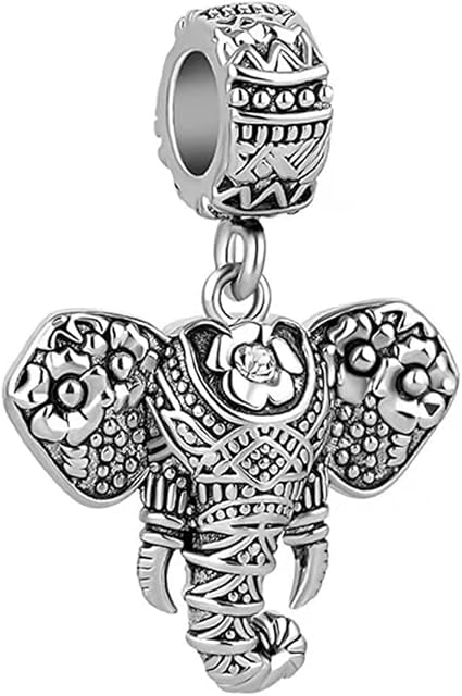 KunBead Jewelry Elephant Dangle Charms Compatible with Pandora Bracelets Necklaces for Women