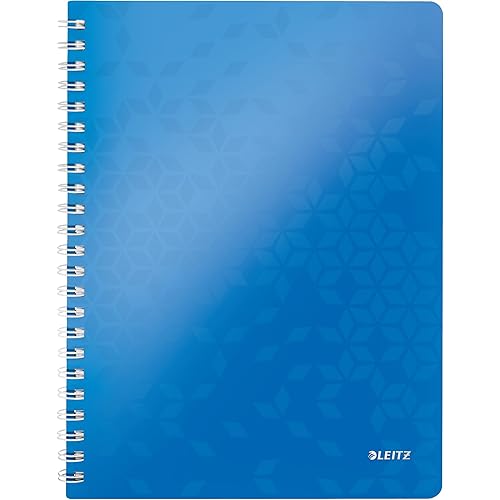 Leitz A4 Flexible Cover Notebook, Blue (Wire Bound, 80 Sheets, Squared Paper, 90 GSM Ivory Paper, Wow Range) Pack of 1