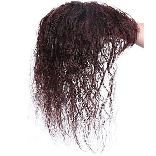 Peluca de cabello humano con flequillo. Aumenta la cantidad de cabello en la parte superior de la cabeza para cubrir el cabello blanco esponjoso
