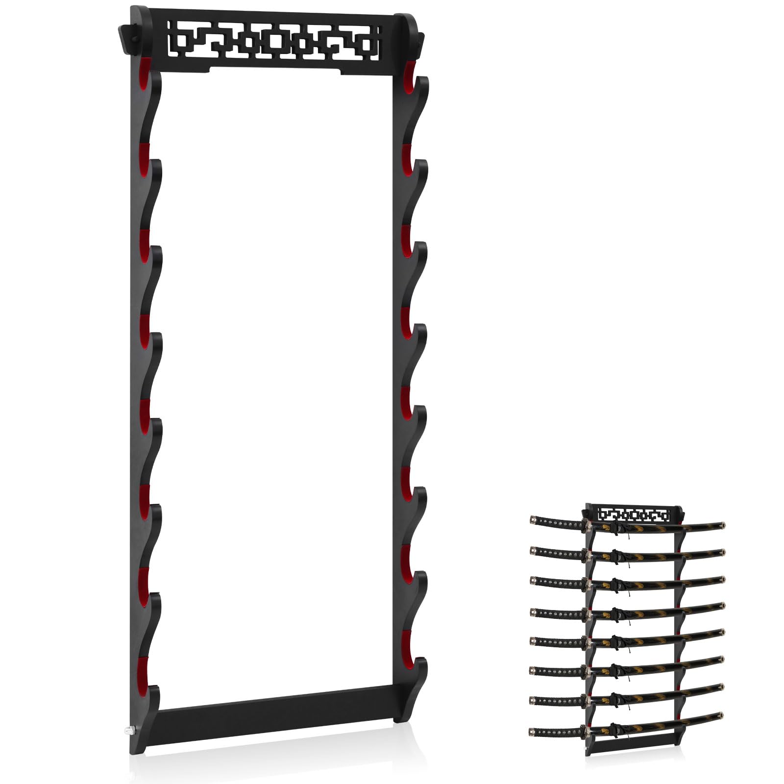 Barydat Katana Sword Holder Stand Wall Mount Katana Samurai Sword Display Rack Hanger Gifts for Japanese Wakizashi Hobby Collection for Men(8 Tier)