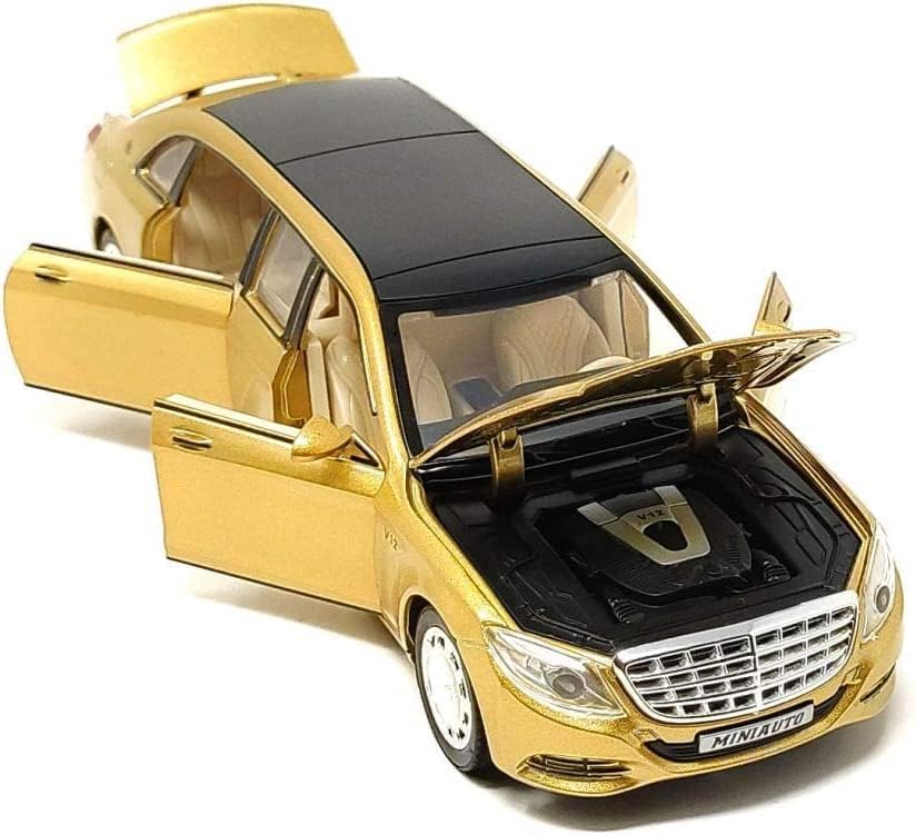 Image of Merceedes Maybach s650 Model Car with Box, Zinc Alloy Pull Back Toy car with Sound and Light for Kids Boy Girl Gift [Colors as Per Stock]
