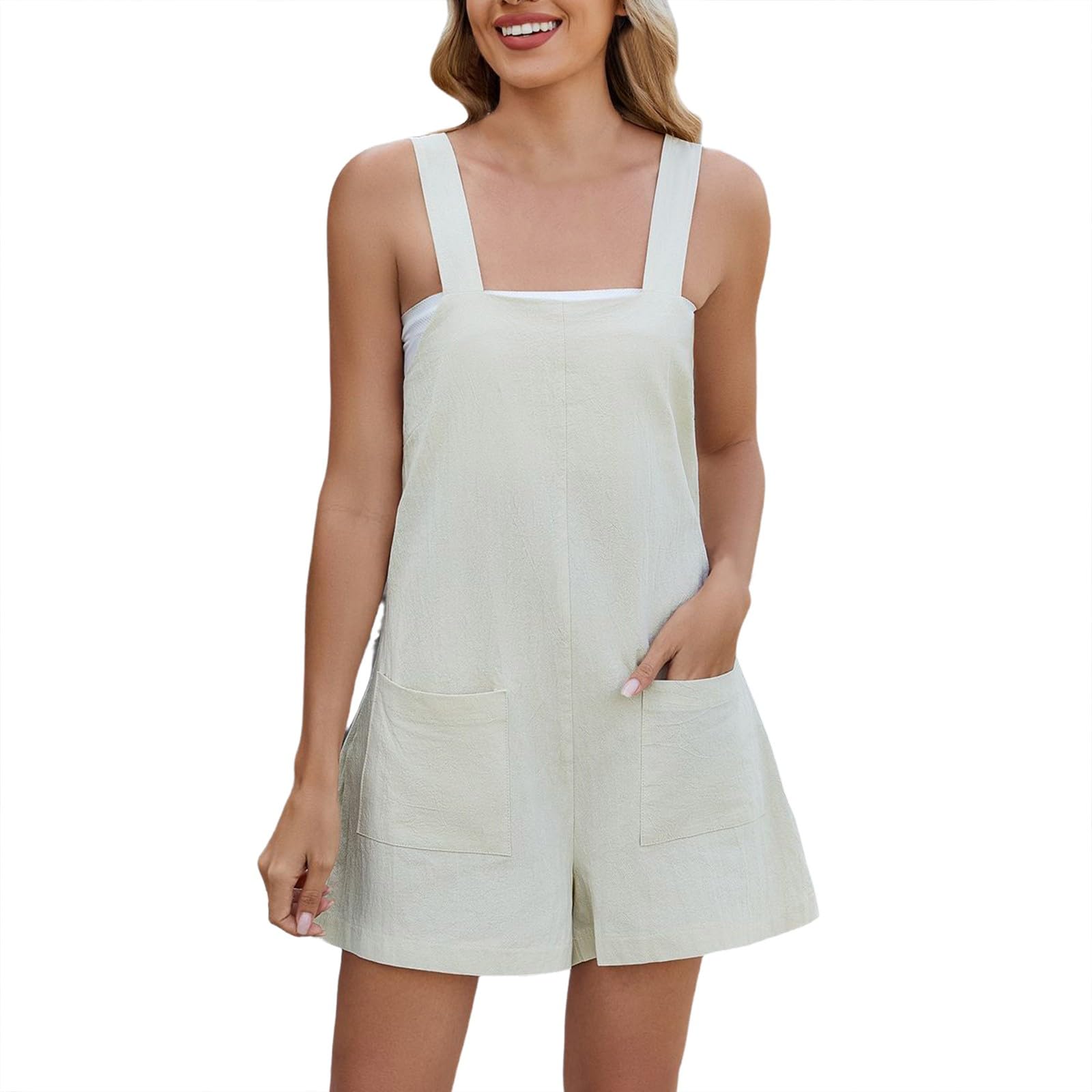 Summer Rompers for Women 2026 Spring Flowy Dressy Casual Active Jumpsuits Beach Comfy Linen Athletic Overalls