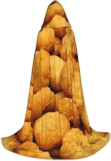 Funny Fried Chicken Nuggets Pattern Long Hooded Cape Cloak For Halloween Carnival Theme Party Cosplay Costume Decor