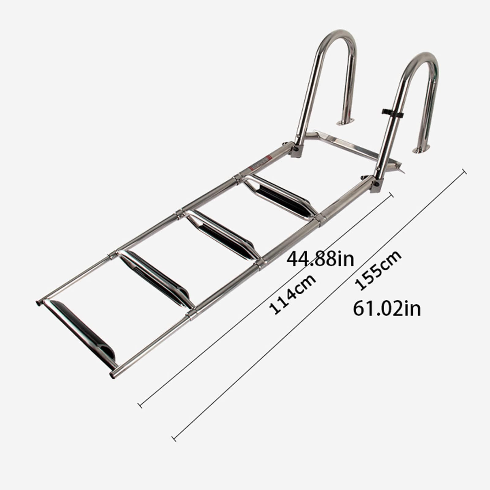Scaletta per Barche Telescopica Pieghevole per Bacino Galleggiante/Scala per Barche,Scala per Barche a 4 Gradini per Pontone Telescopica Portante 3300lbs,Scala Pieghevole per Barche Assistenti a