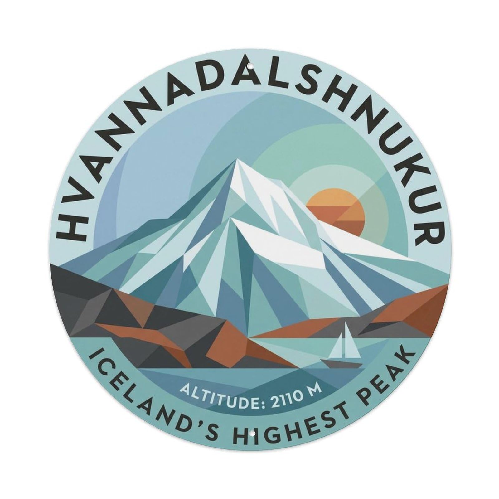 Vintage Travel Hvannadalshnukur Iceland Highest Metal Tin Sign