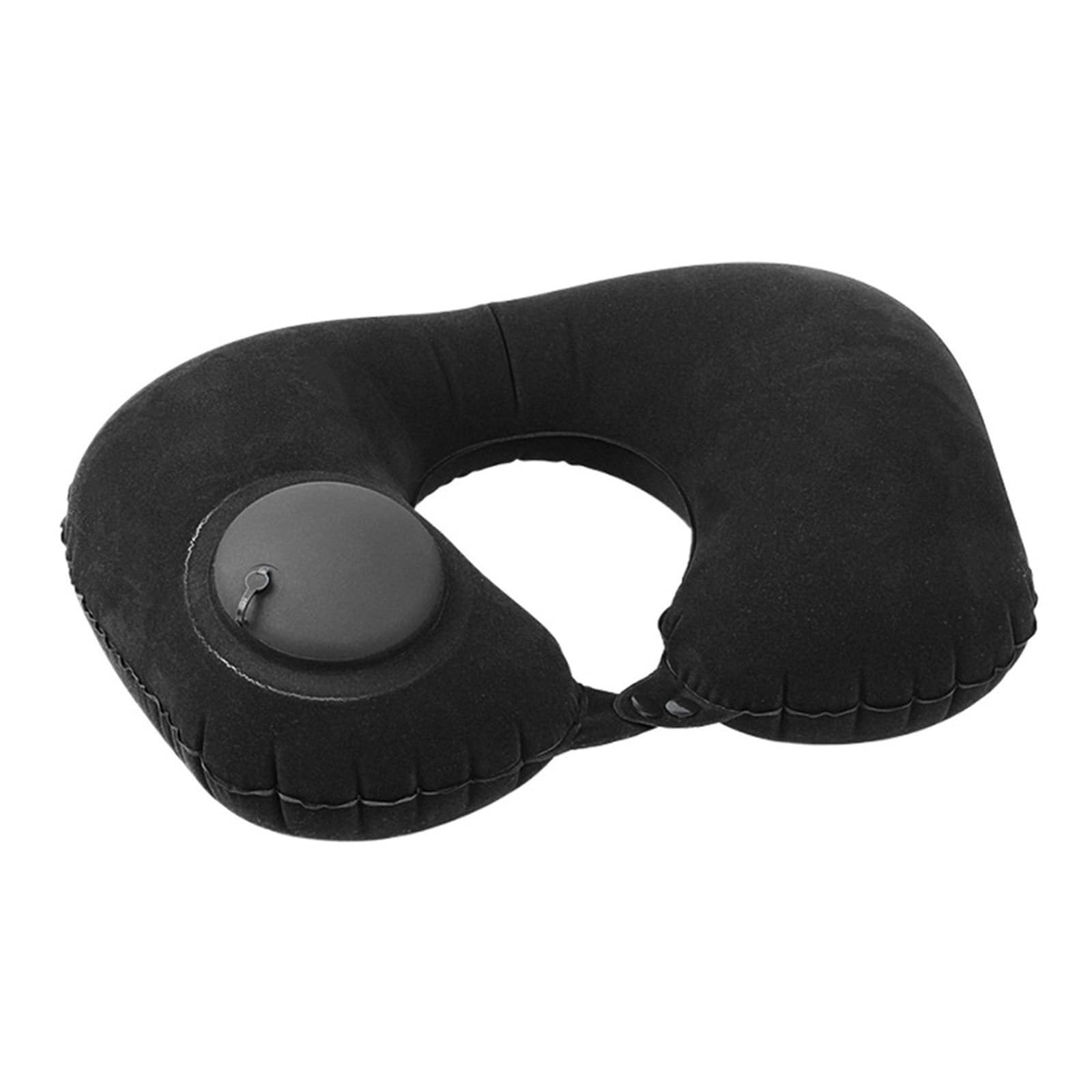 LJWDYS Inflatable Neck Pillow, Sleeping Travel Pillow for Airplane, Car, Office and Home(Black-A)