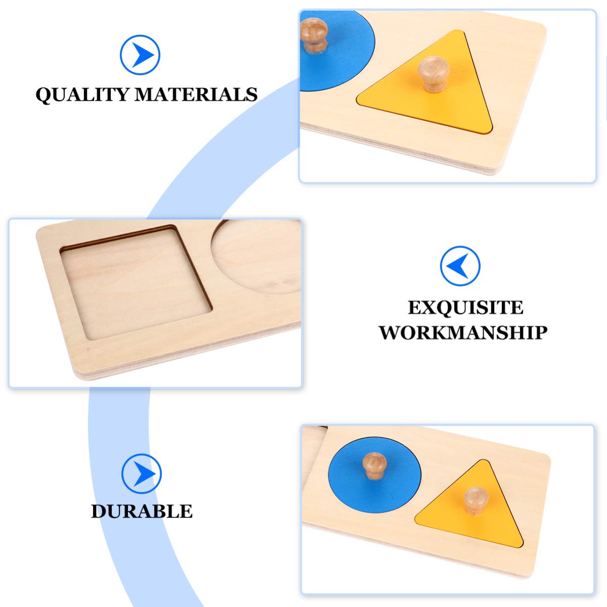 Montessori Puzzle géométrique à emboîter Jouet en bois 30,5 x 10,9 x 3,5 cm Jouet éducatif développement précoce