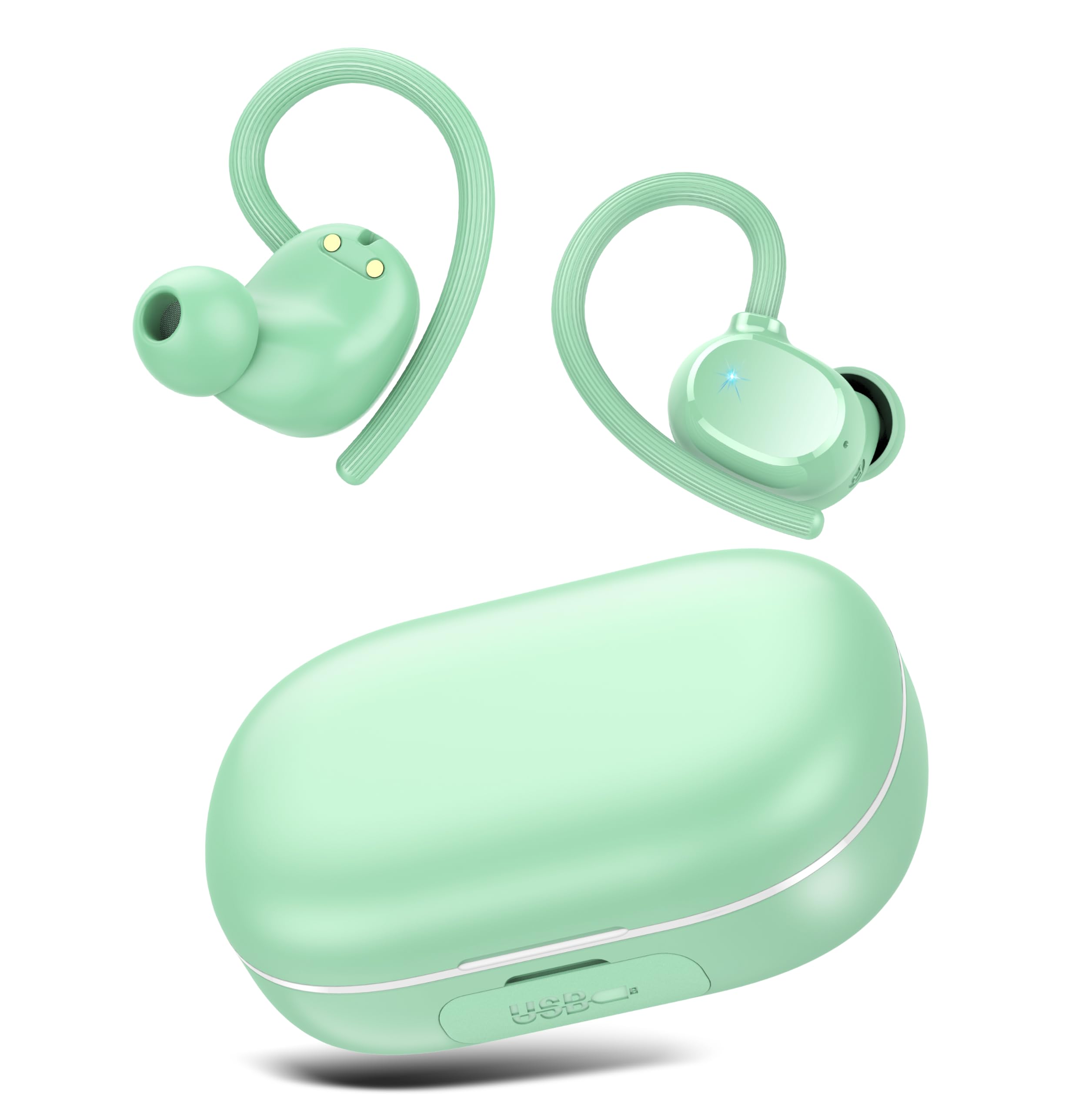 Ecouteurs Bluetooth Sans Fil Sport, Écouteur Bluetooth 5.3 Avec 4 ENC Antibrui, 128H D'Autonomie Avec Étui De Chargement, Oreillette Bluetooth Running, IP7 Étanche Casque Bluetooth Écran LED