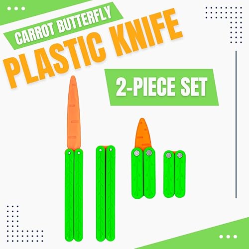 Miniatura 2 de Cuchillo de mariposa de plástico, cuchillo de mariposa de juguete, 2 piezas, juguete antiestrés, accesorio de práctica, cuchillo de mariposa falso,