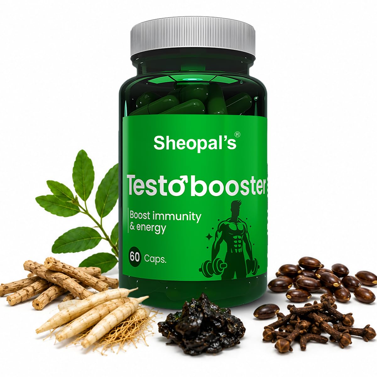 Sheopals Testo Booster Capsules for Men | Shilajit, Ashwagandha, Safed Musli | Endurance, Strength, Energy, Vitality & Stamina Support | Testosterone Booster Men’s Wellness Product (60 capsules)