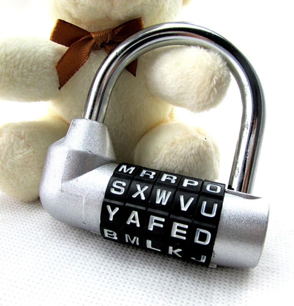5 Letter Combination Padlock Safely Code Multifunctional Anti-Theft Travel Password Lock Portable Security(Silver)