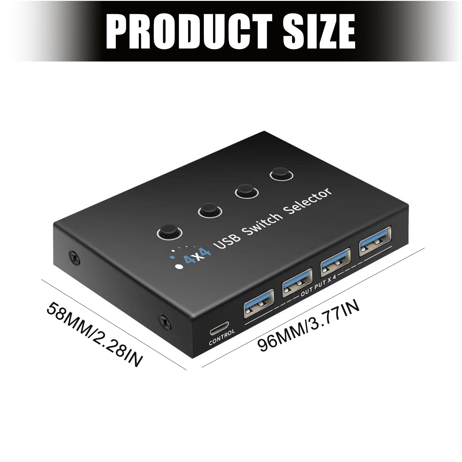Conexión de conmutador de concentrador USB 3.0 de aleación, 4 computadoras a 4 dispositivos USB con velocidad de transferencia rápida de 5 Gbps, conmutador USB de aleación que permite que