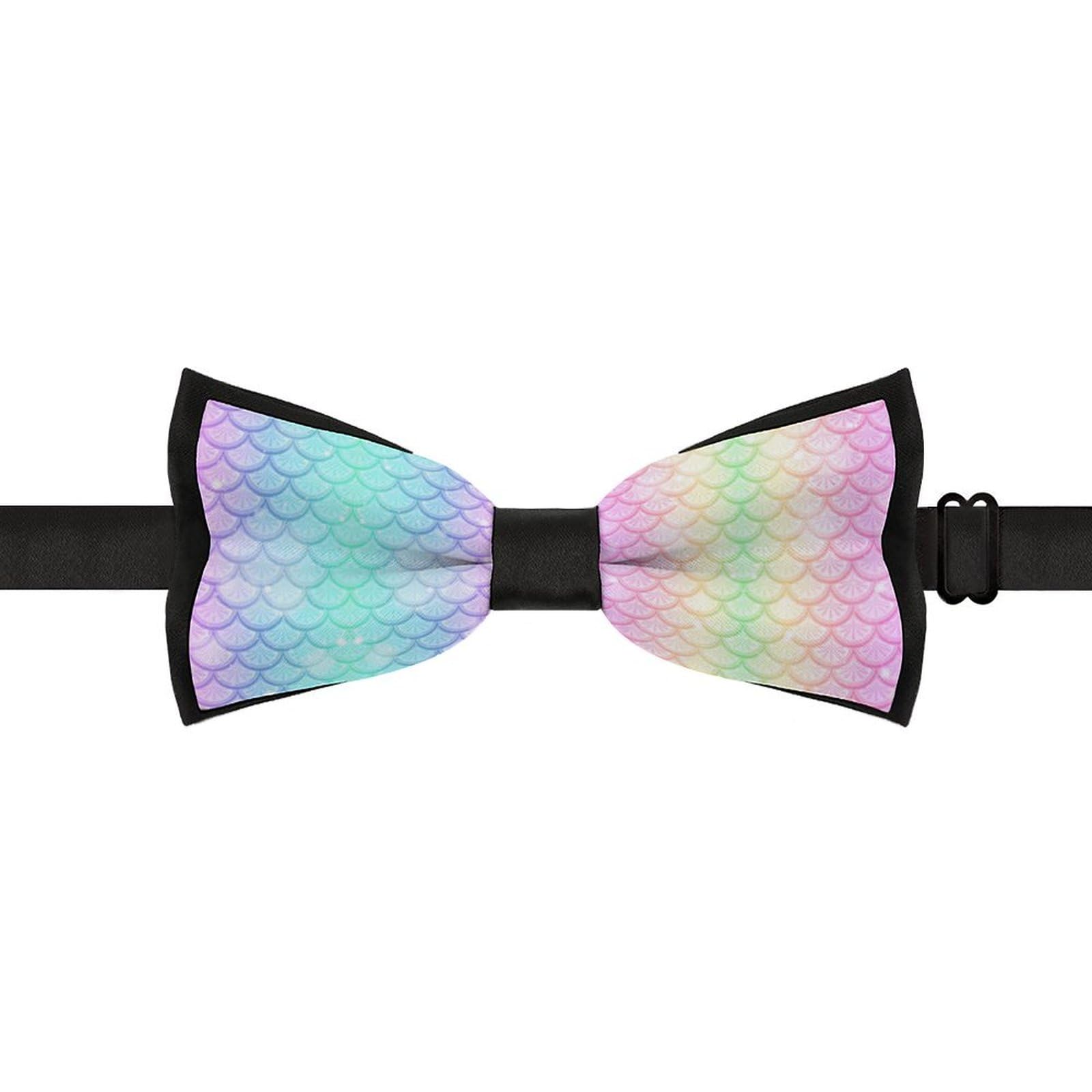GoasNei Rainbow Mermaid Scale Bow Tie for Men Adjustable Necktie Funny Tie Neck Ties for Weddings Party