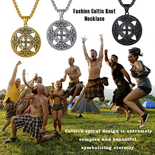 FaithHeart Irish Claddagh/Knot Pendant Necklace for Women Men Stainless Steel/18K Gold Plated Wicca Pentagram Talisman Jewelry Personalized Custom2