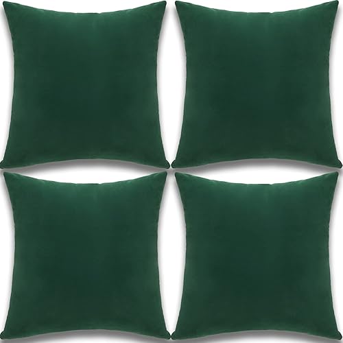 Yonous Juego de 4 fundas de almohada, fundas de cojín decorativas de terciopelo suave para sofá, dormitorio, automóvil, 18 x 18 pulgadas, color