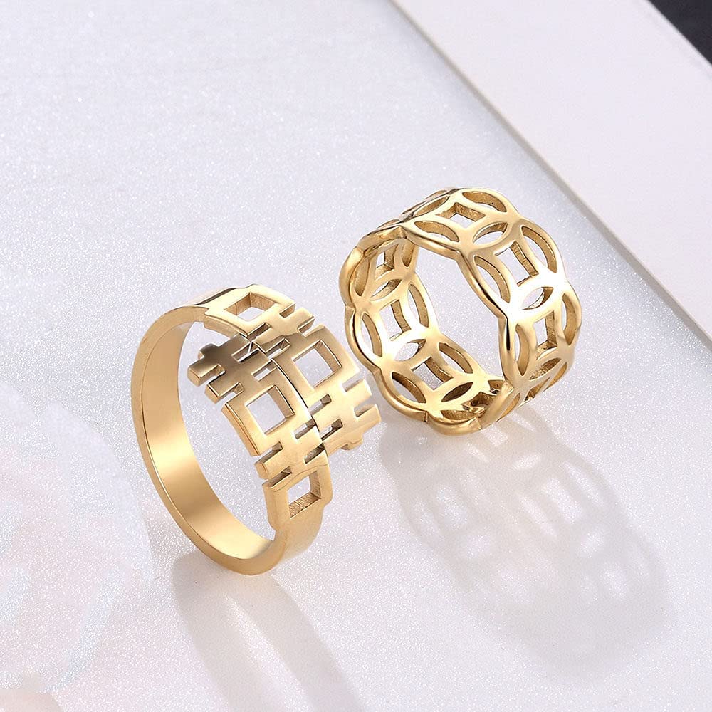 Frauen chinesischer offener Fingerring - Vintage Double Happiness Charakter Daumenring, Luxation Paar Schwanzring, einzigartig für Sich/Selbst