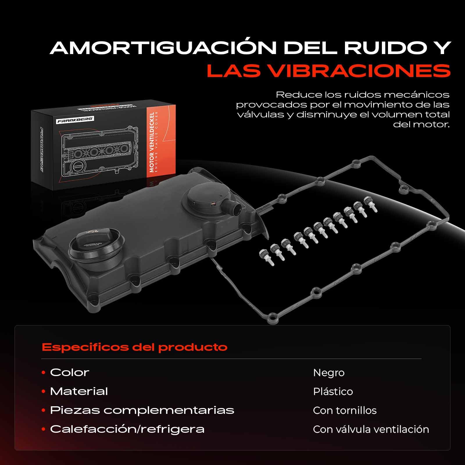 Frankberg Tapa de la culata tapa de válvulas 03G103469B | con tornillo ASA Juego de juntas para tapa de válvulas; Compatible con: A4 8EC, A6 4F2, A6 Avant 4F5, A4 Avant 8ED