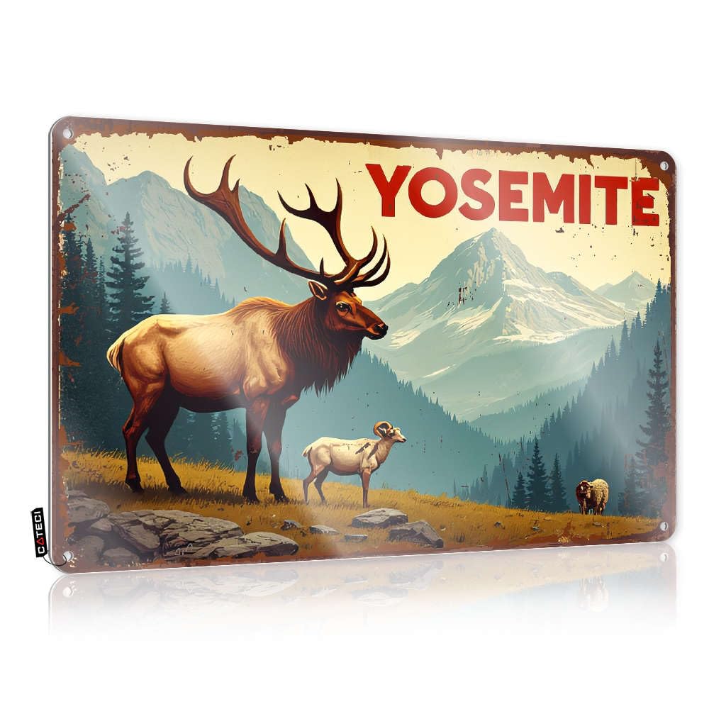 Fzfn Colour Cool Wall Decor Waterproof Vintage Style | Yosemite National Park Wildlife Scene Industrial Ideas Home Decor(30X40cm)