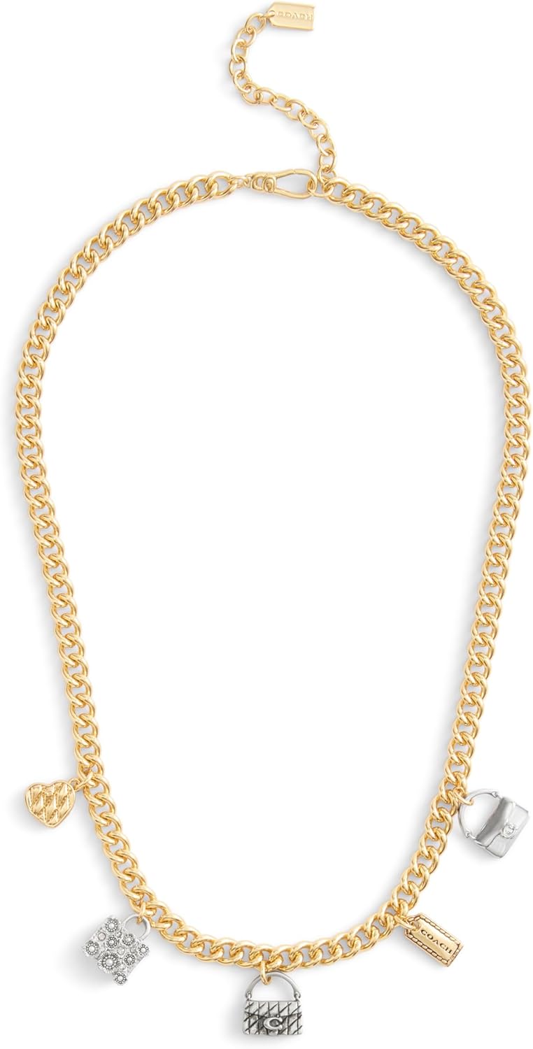 COACH Jewelry Women's Signature Handbag Charm Bib Necklace