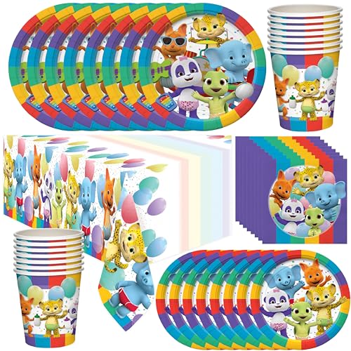 Treasures Gifted Officially Licensed Jim Hensons Word Party Birthday Party Supplies - Serves 16 Guests Dinnerware Deluxe Word Party Decorations - Plates Napkins Cups & Tablecloth