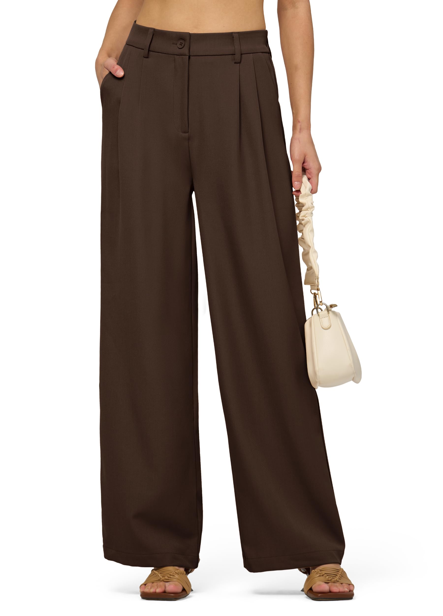 CHEERYAH Women's Work Pants Wide Leg 2025 Dress Pants Casual Slacks Office Pants High Waisted with Pockets 28"/30"/32"